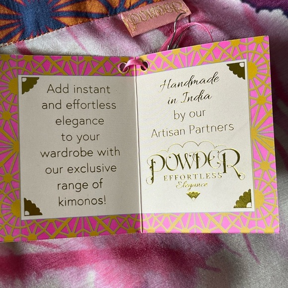 Powder Orchid and Iris Kimono Jacket Cover Up Bohemian Artsy One Size NWT - Picture 11 of 15